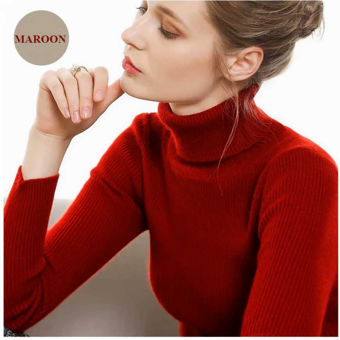 Premium,Quality,Women,High,Neck,Sweater,