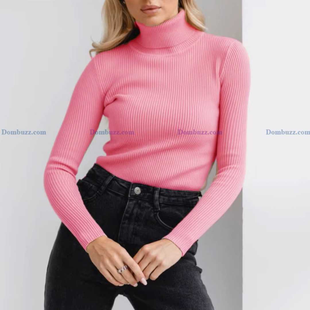 Premium,Quality,Women,High,Neck,Sweater,