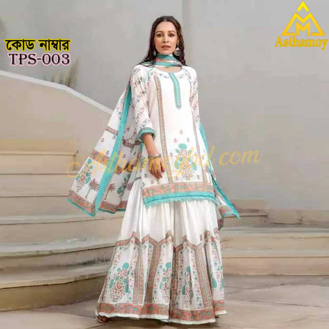 Gorgeous,Sharara,Three-Piece,Dress,For,Womens,Three,piece,3piece,unstitched,Party,Wear,Sarara,Sharara,Traditional,Fashion,Clothing,shalwar,kameez,arrivals,printed,kurti,শারারা,থ্রি-পিস,ড্রেস,Kamij
